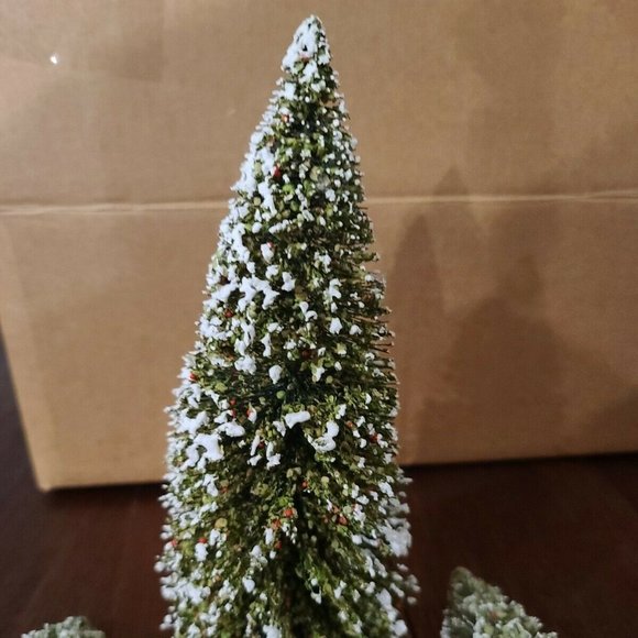 Frosted Bottle Brush Christmas Trees Village Train Lot of 27 Plus 2” To 14” - Picture 7 of 16